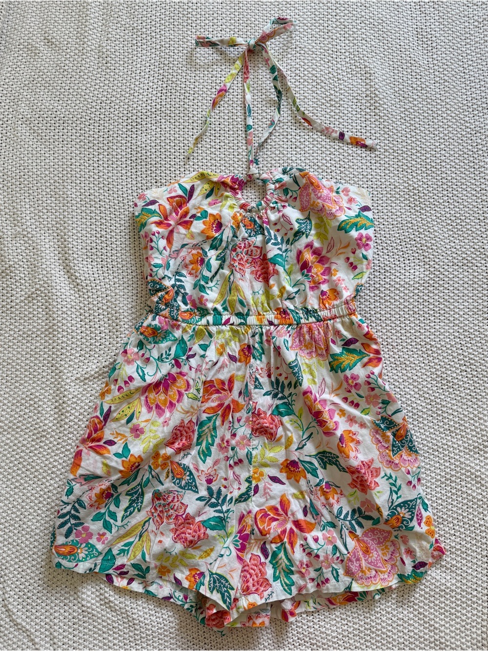Floral Halter Romper Dress
